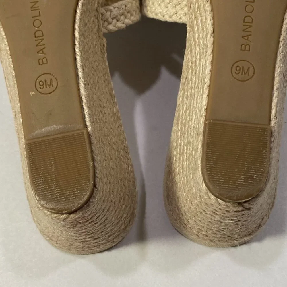 Bandolino Cream/Tan Wedge Slide Sandals Size 9M